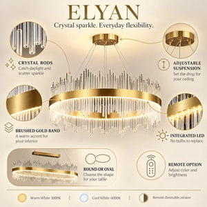 Elyan Led Crystal Chandelier Modern Chandelier