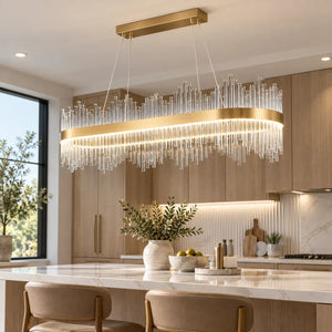 Elyan Led Crystal Chandelier Oval 31.50" (80 cm) / Warm White 3000K Modern Chandelier