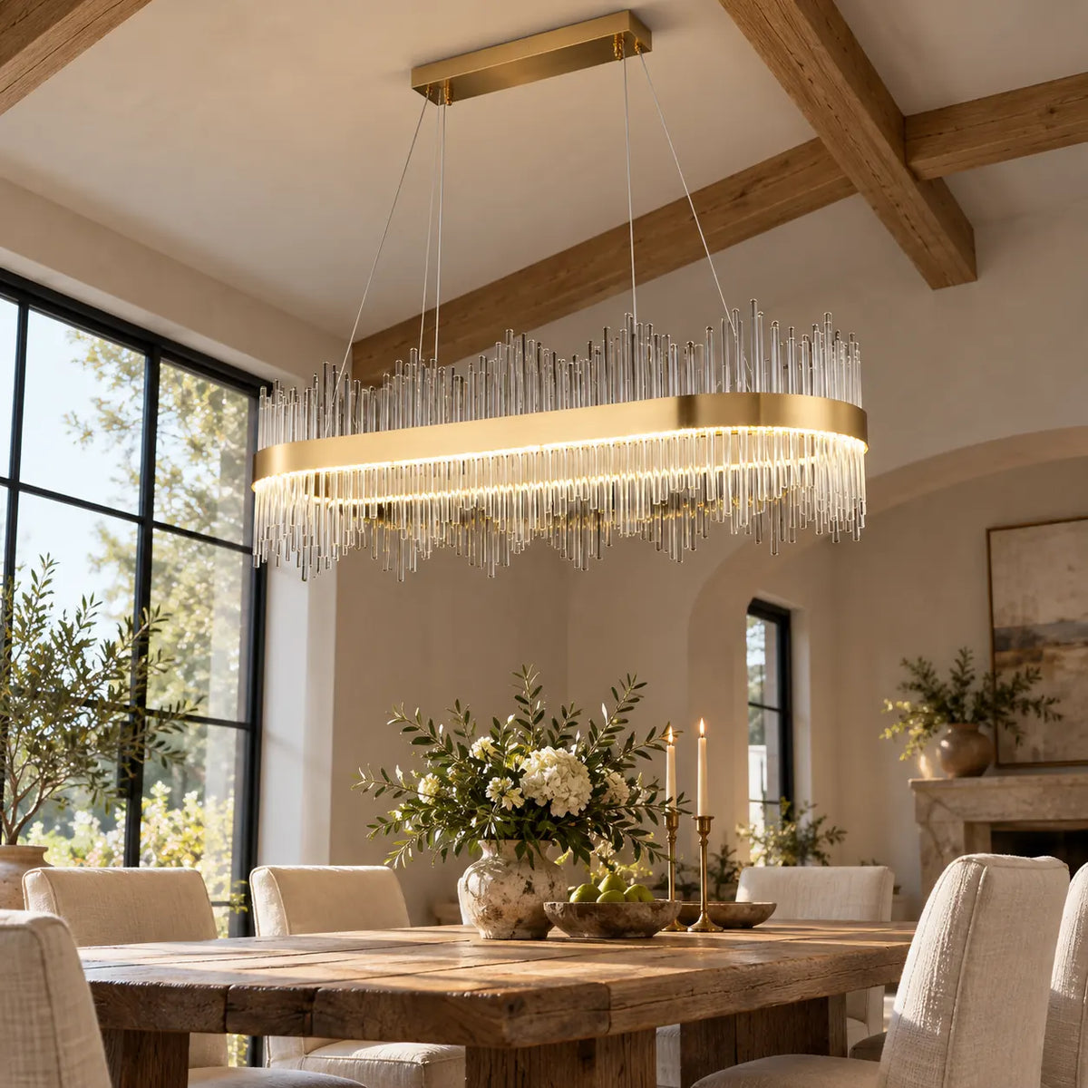 Elyan Led Crystal Chandelier Oval 47.24" (120 cm) / Warm White 3000K Modern Chandelier