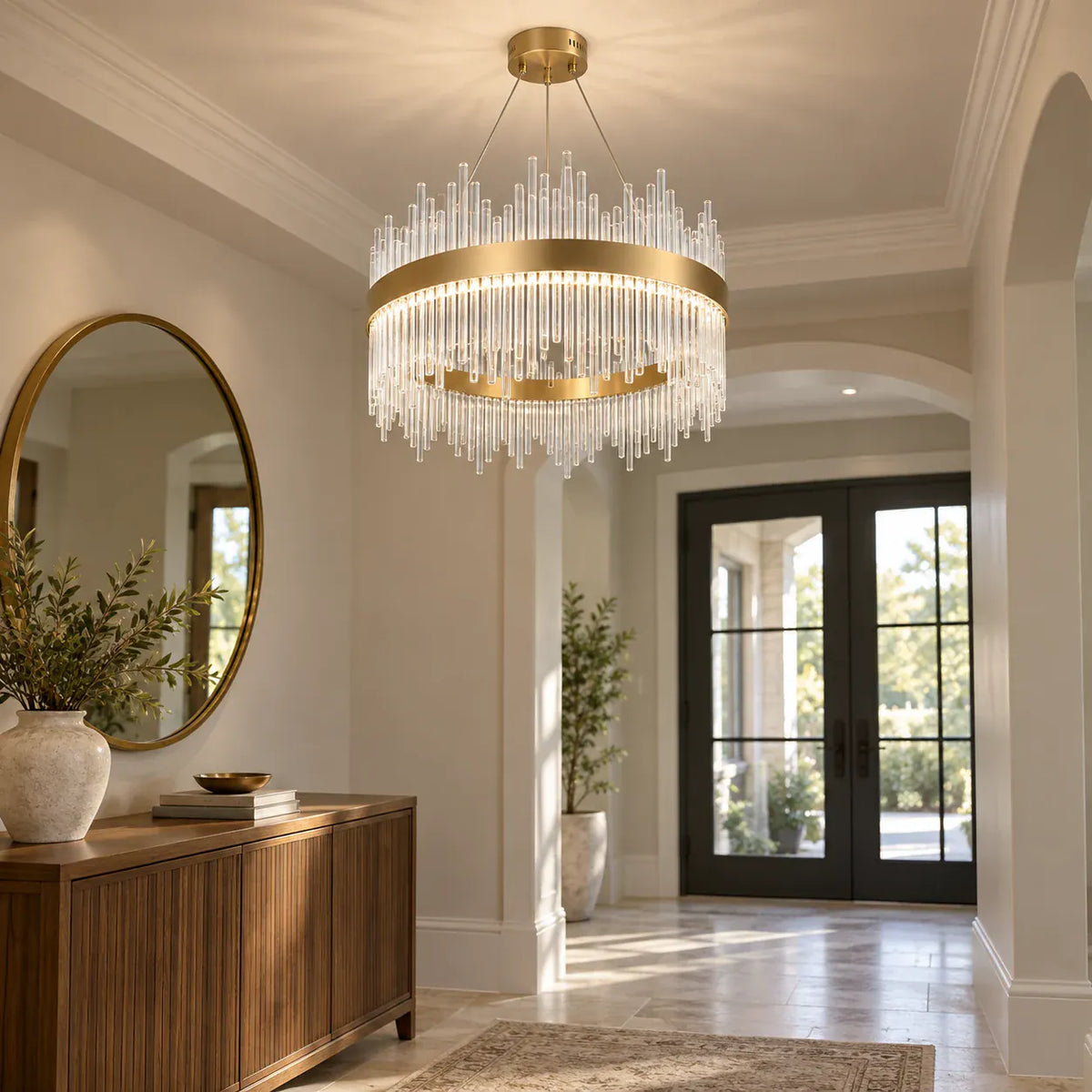 Elyan Led Crystal Chandelier Round 15.75" (40 cm) / Warm White 3000K Modern Chandelier