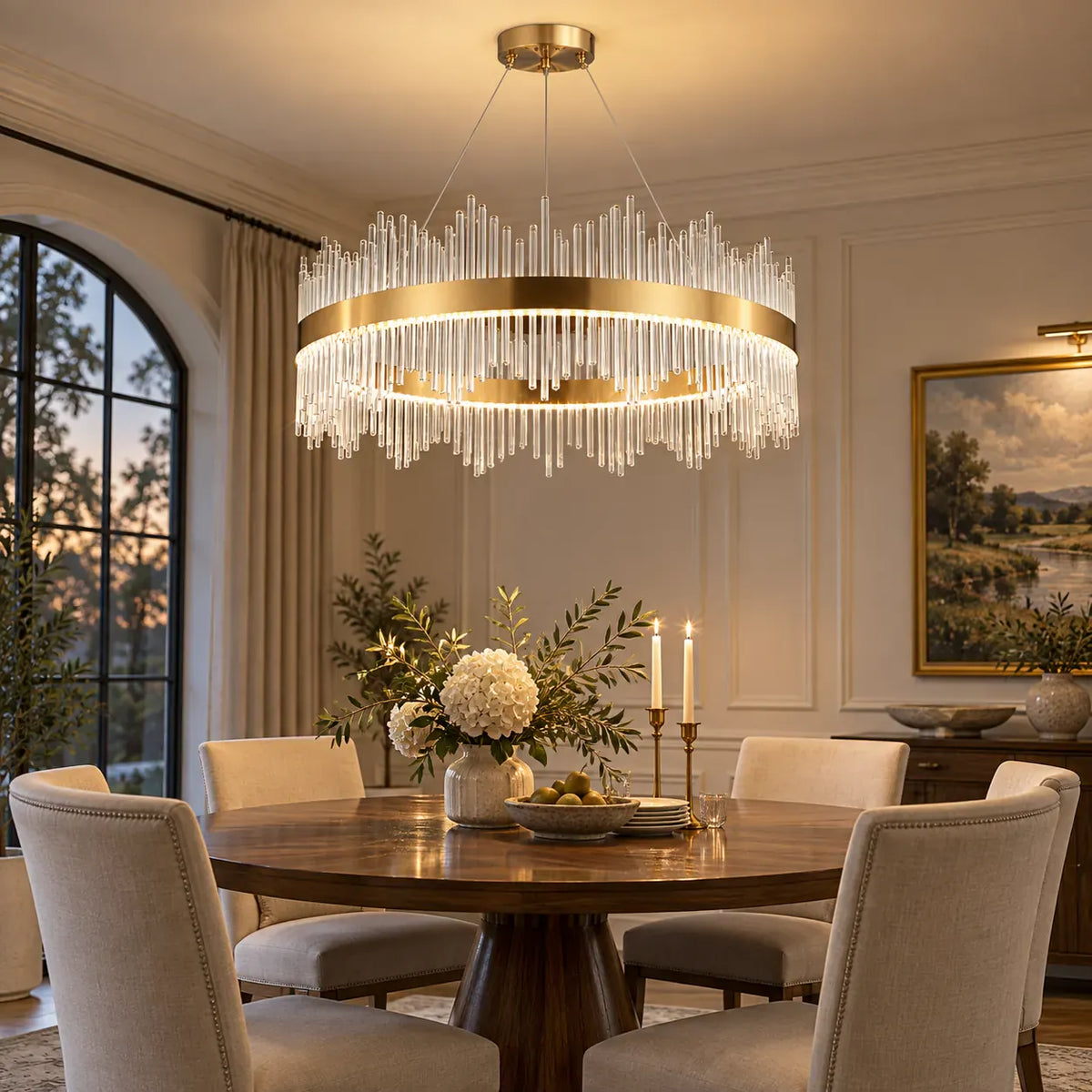Elyan Led Crystal Chandelier Round 23.62" (60 cm) / Warm White 3000K Modern Chandelier
