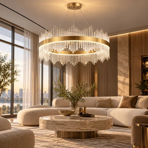 Elyan Led Crystal Chandelier Round 31.50" (80 cm) / Warm White 3000K Modern Chandelier