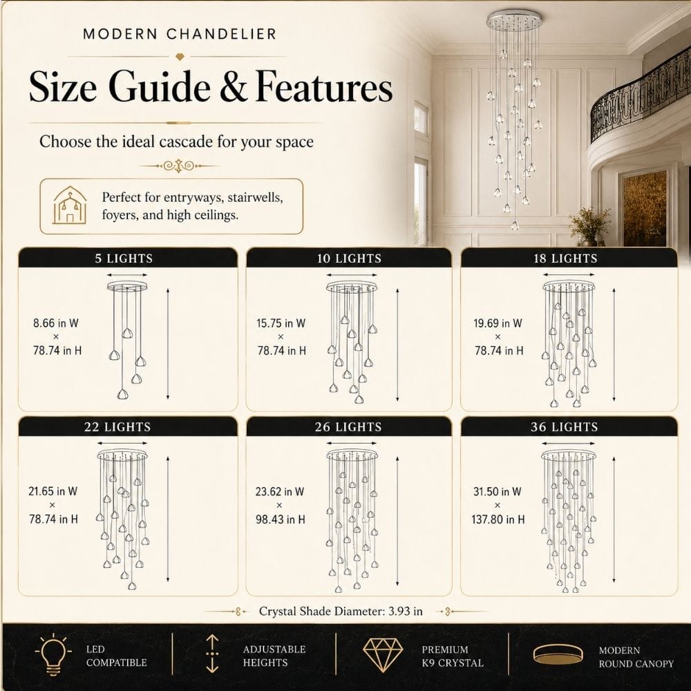 Emma Crystal Staircase Chandelier Modern Chandelier