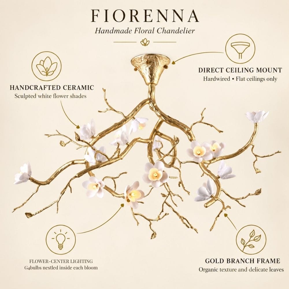 Fiorenna Handmade Floral Flush Mount Chandelier Modern Chandelier