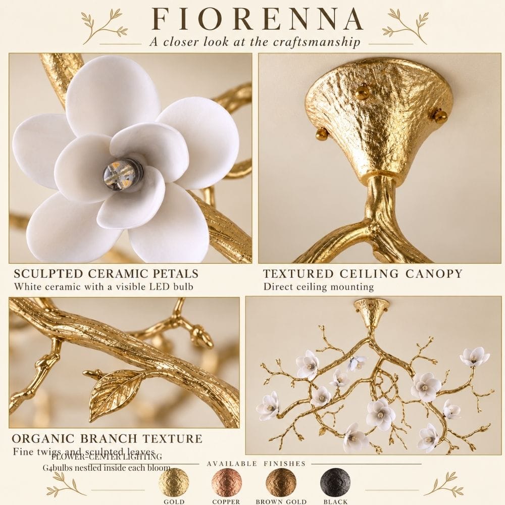 Fiorenna Handmade Floral Flush Mount Chandelier Modern Chandelier