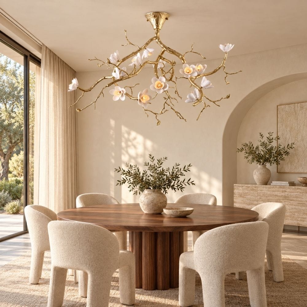 Fiorenna Handmade Floral Flush Mount Chandelier Gold / Warm Light 2700K Modern Chandelier