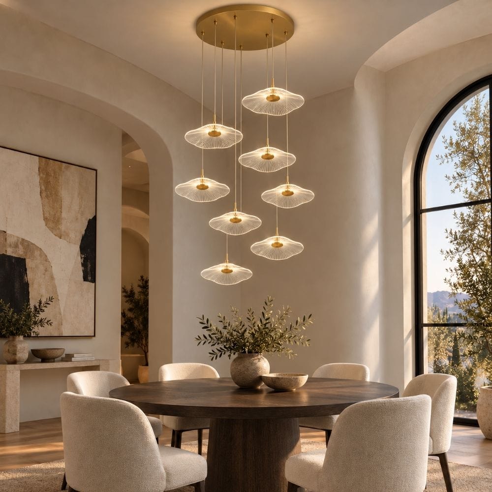 Fleur Contemporary Staircase Chandelier 8 / Warm White 3000K Modern Chandelier