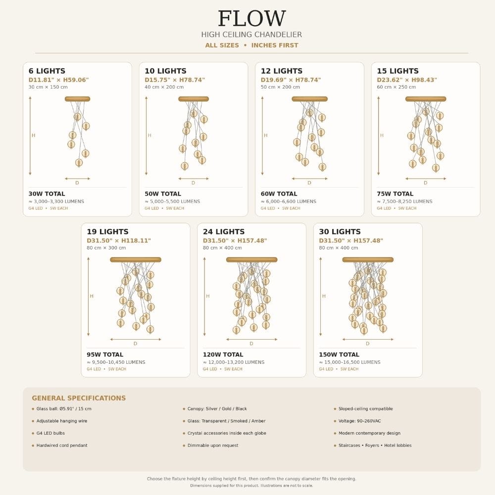 Flow High Ceiling Chandelier Modern Chandelier