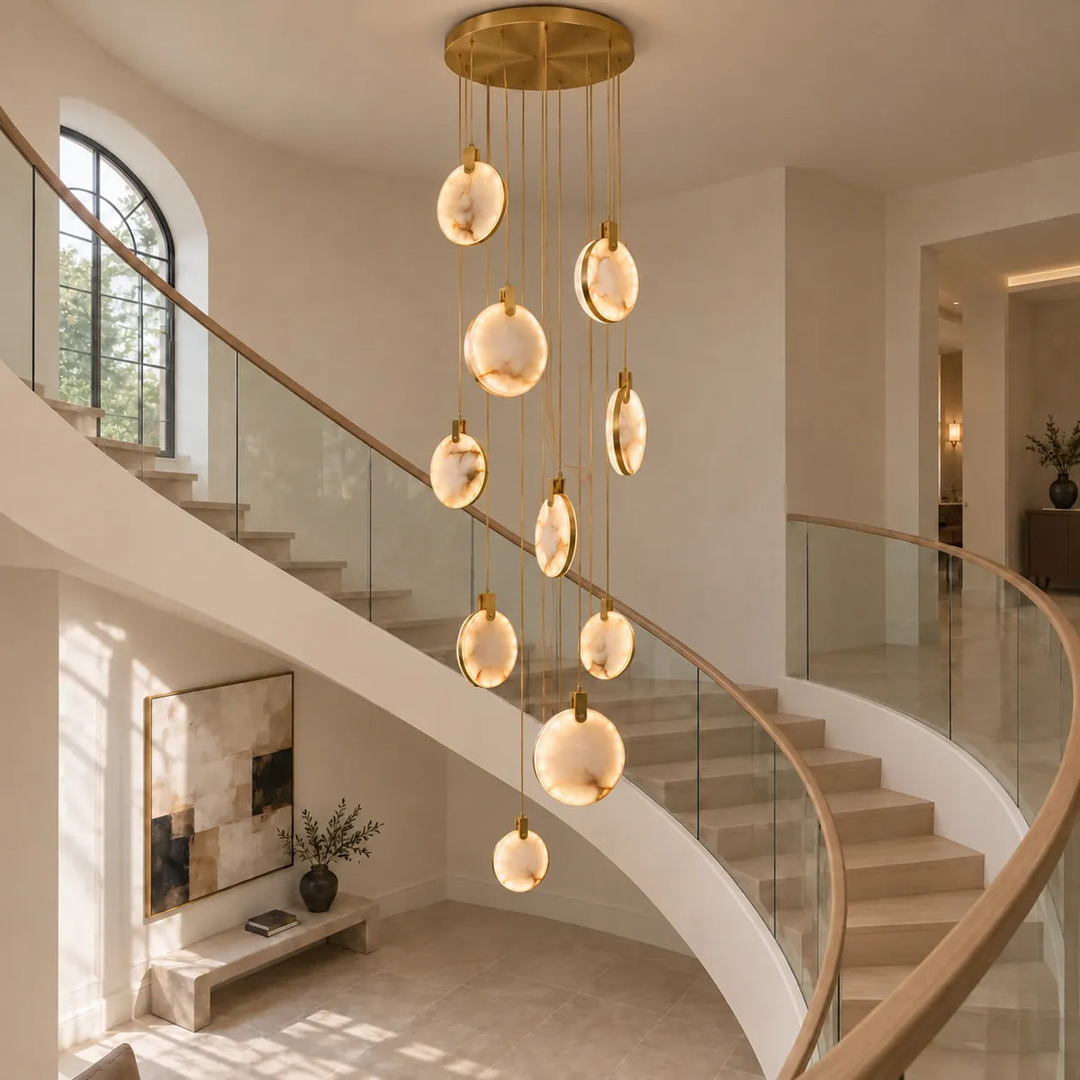 Gaia Marble Staircase Chandelier 10 / Warm White 3000K Modern Chandelier
