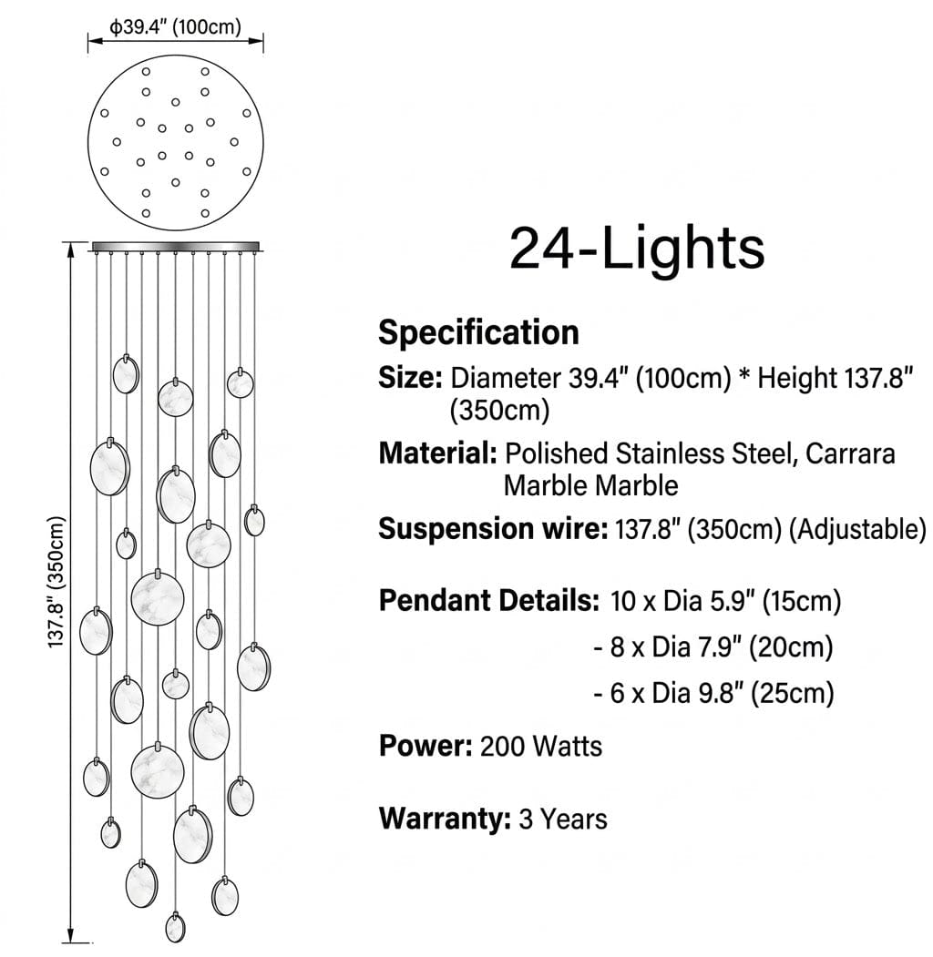 Gaia Marble Staircase Chandelier Modern Chandelier