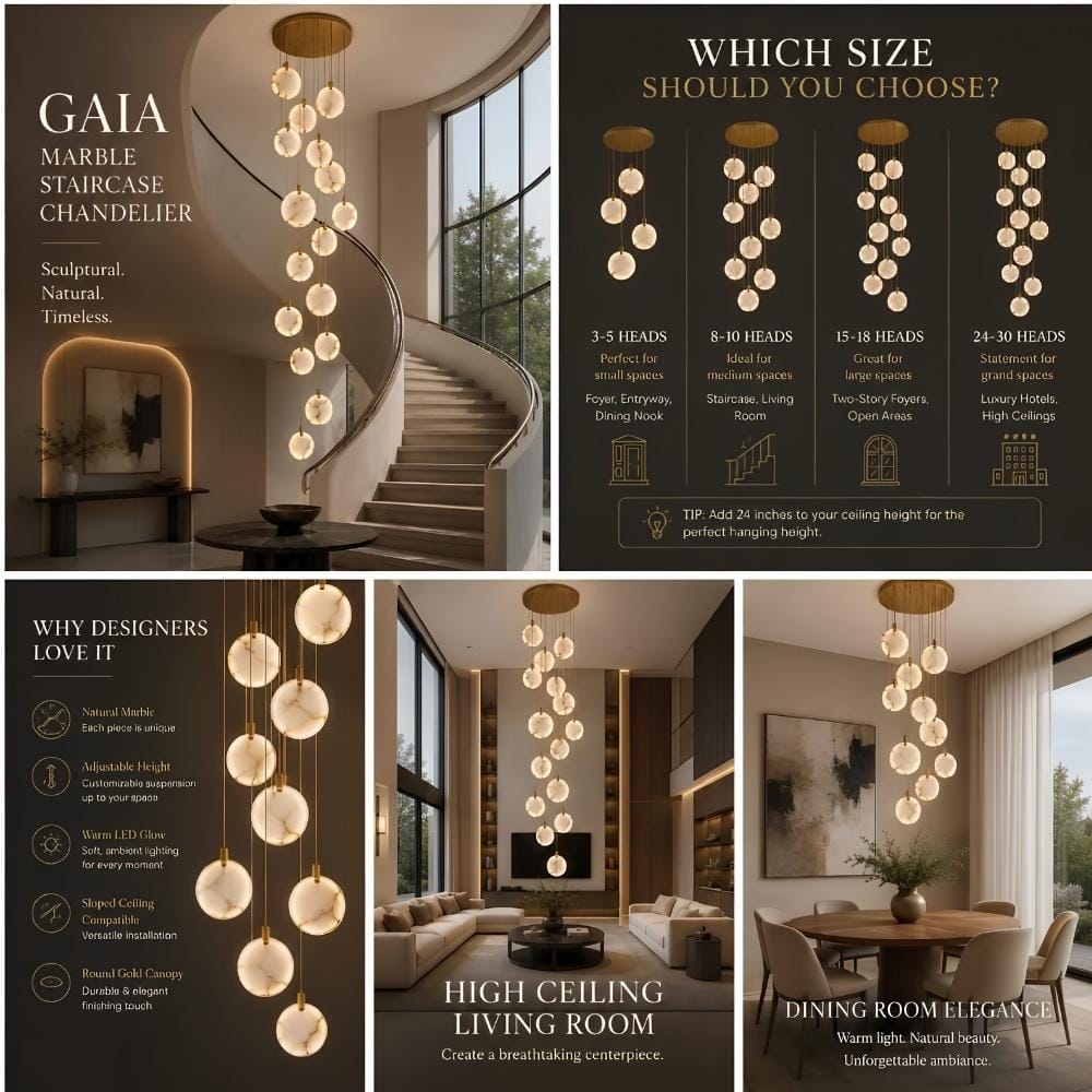 Gaia Marble Staircase Chandelier Modern Chandelier