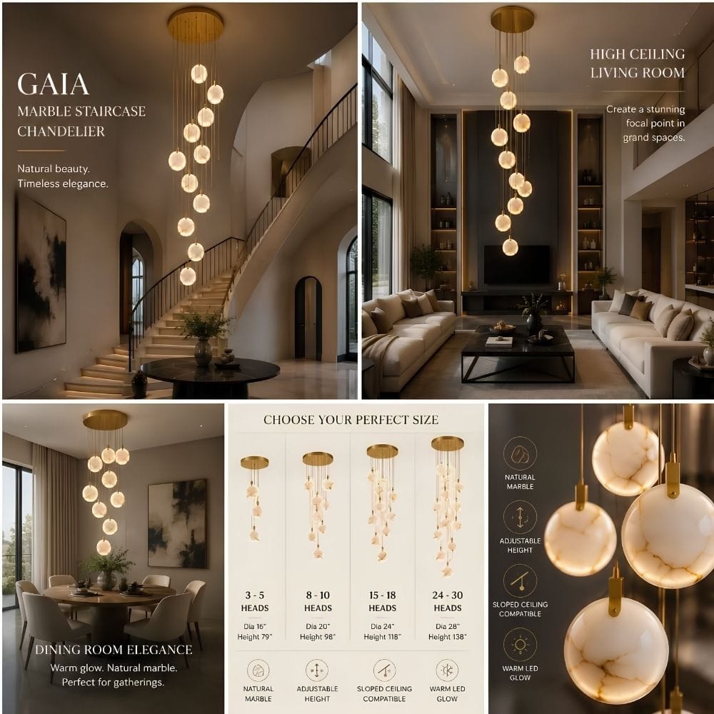 Gaia Marble Staircase Chandelier Modern Chandelier