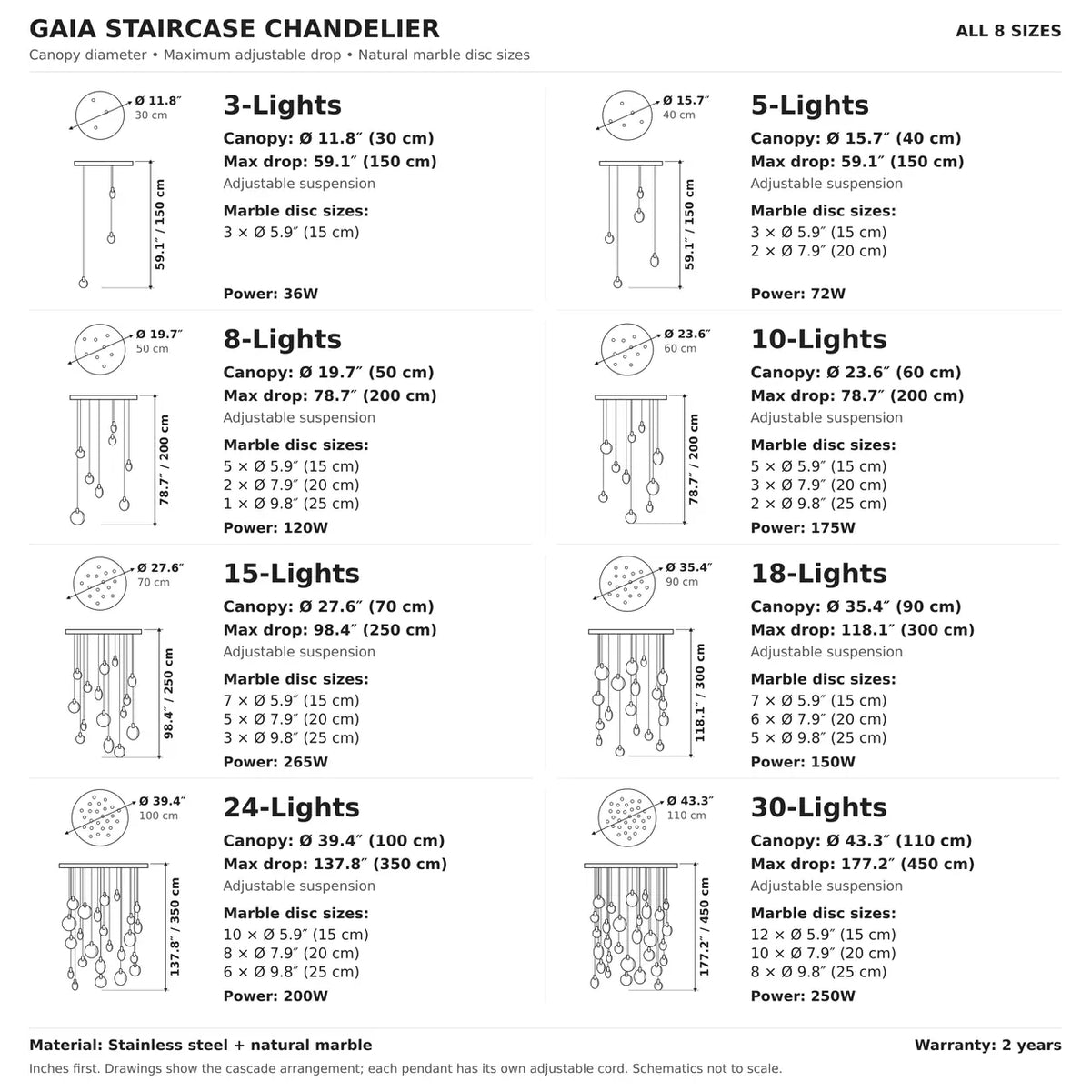 Gaia Marble Staircase Chandelier Modern Chandelier