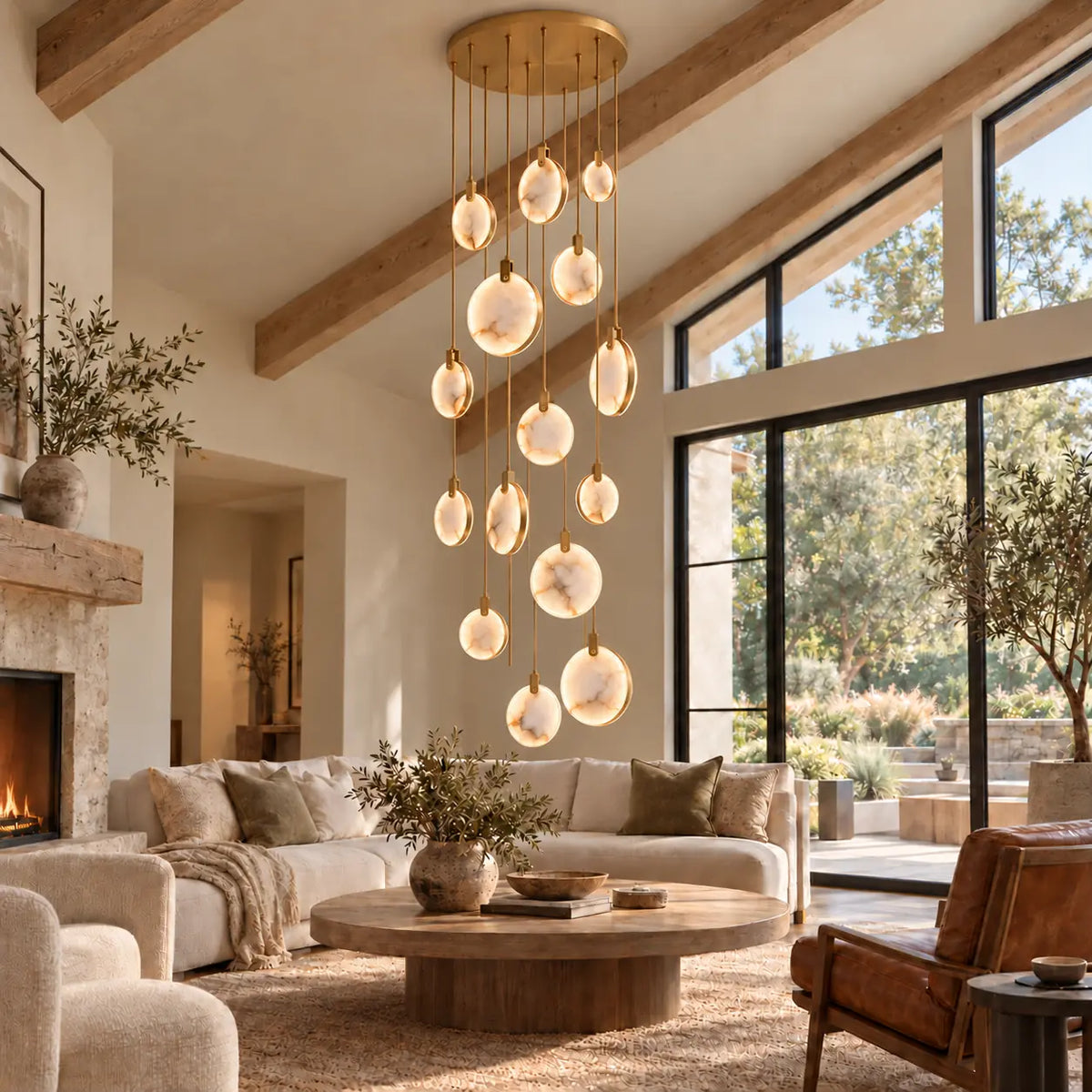 Gaia Marble Staircase Chandelier 15 / Warm White 3000K Modern Chandelier