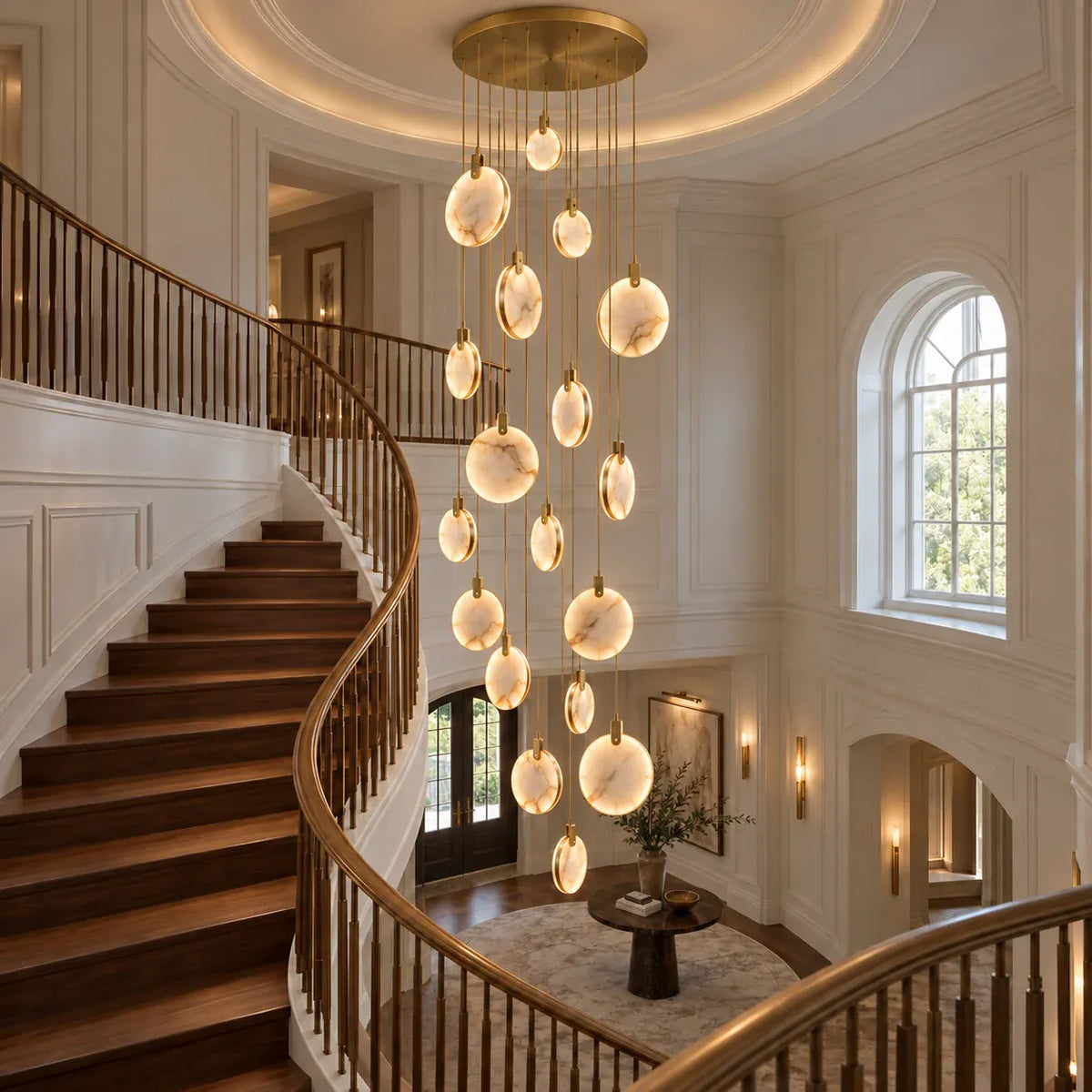 Gaia Marble Staircase Chandelier 18 / Warm White 3000K Modern Chandelier