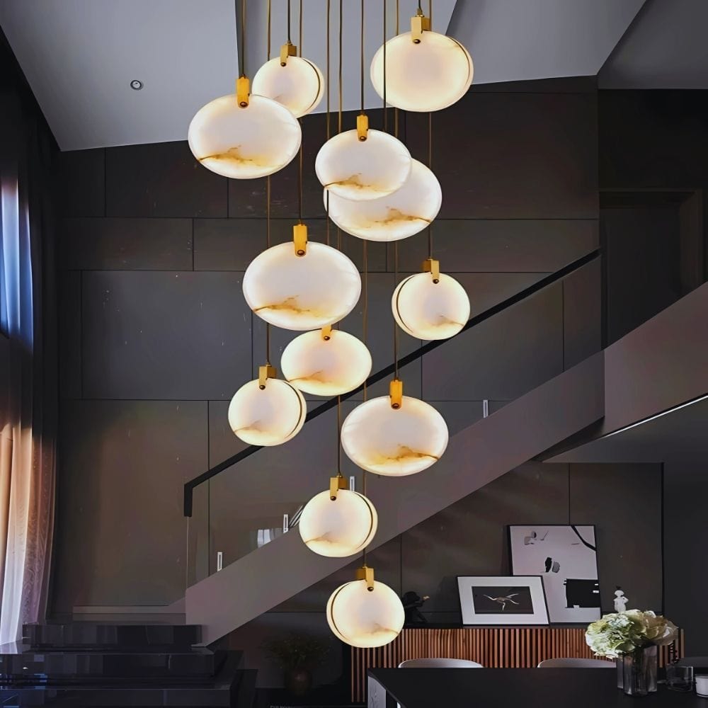 Gaia Marble Staircase Chandelier 3 / Warm White 3000K Modern Chandelier