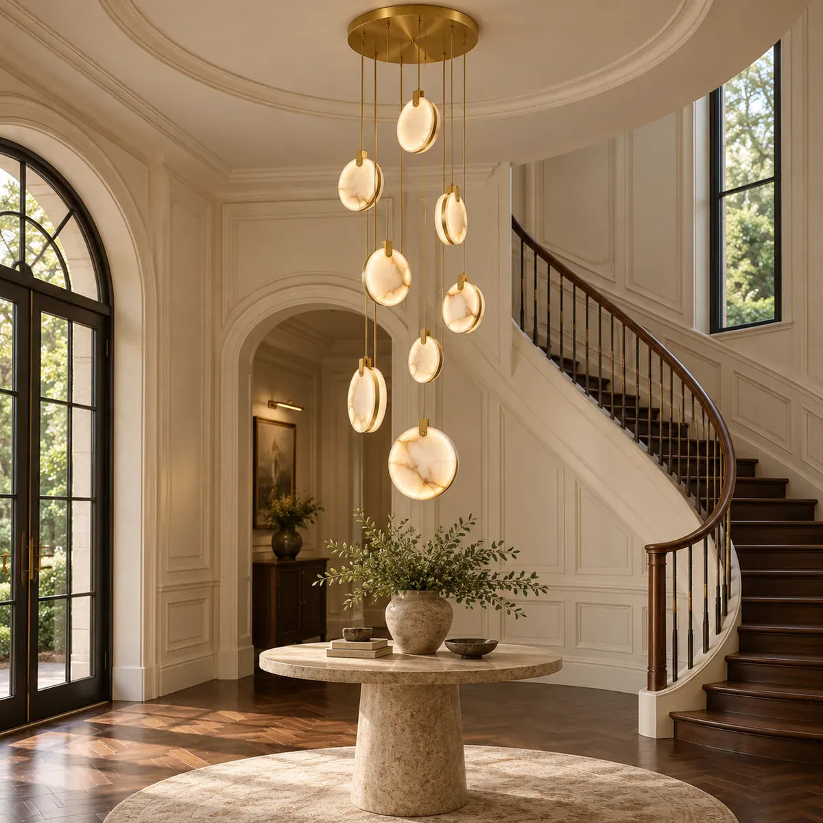 Gaia Marble Staircase Chandelier 8 / Warm White 3000K Modern Chandelier