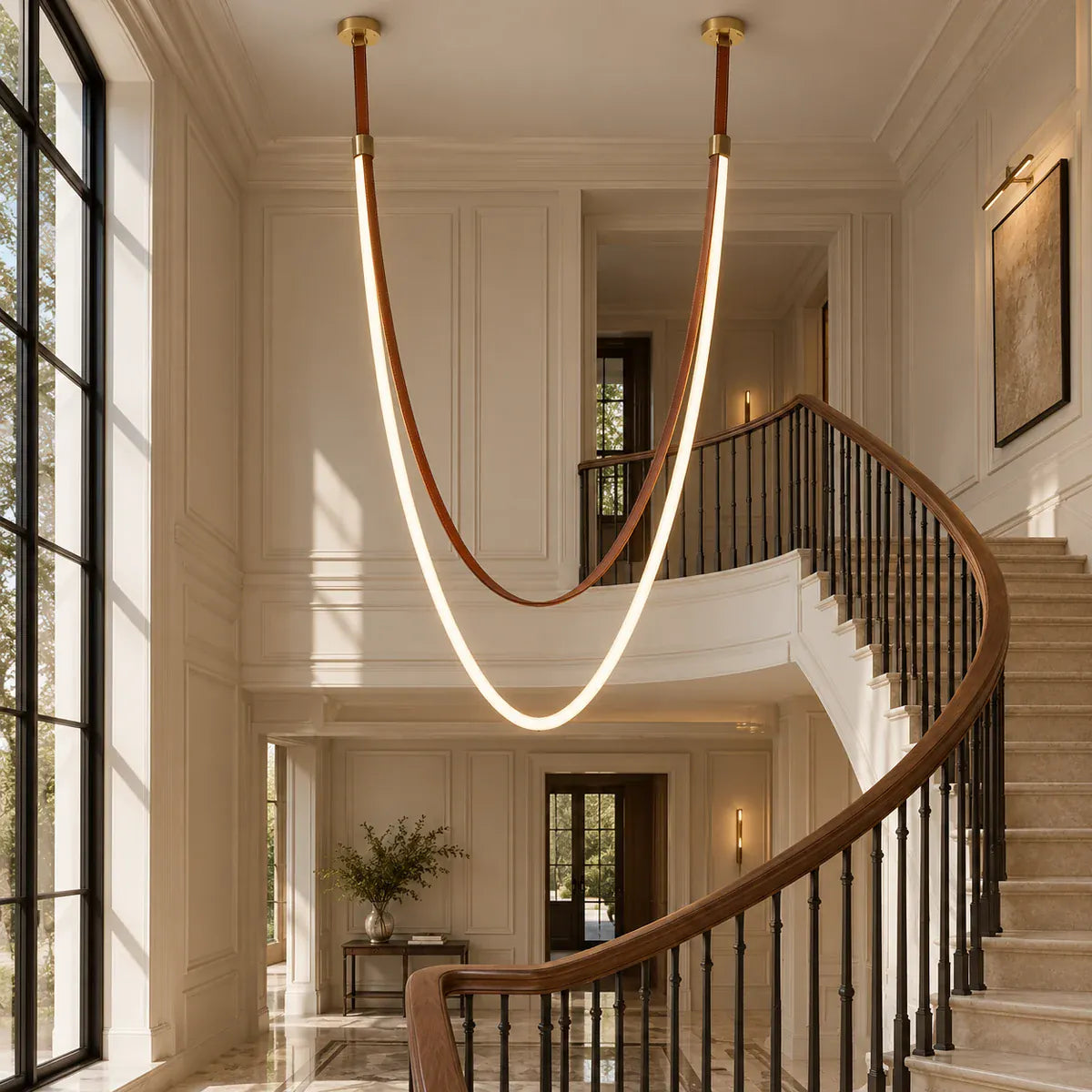 Gale Leather Belt Chandelier Modern Chandelier