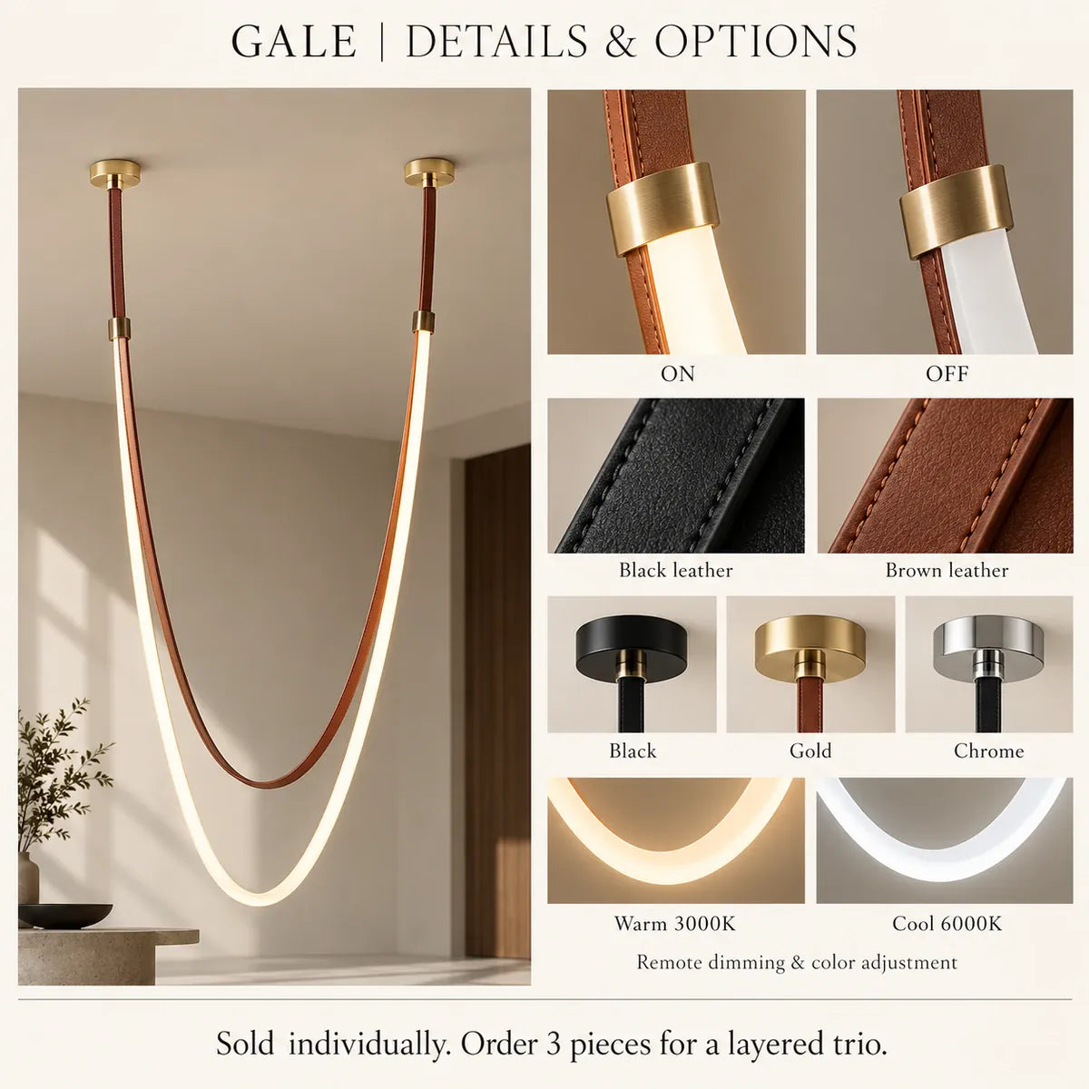Gale Leather Belt Chandelier Modern Chandelier