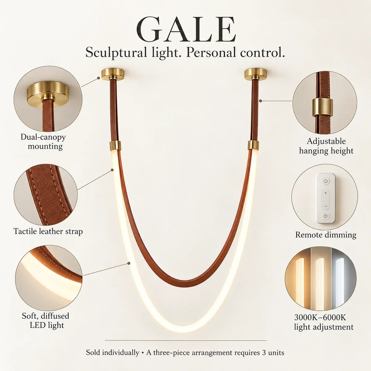 Gale Leather Belt Chandelier Modern Chandelier