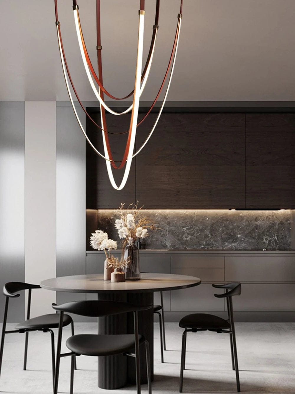 Gale Leather Belt Chandelier Modern Chandelier