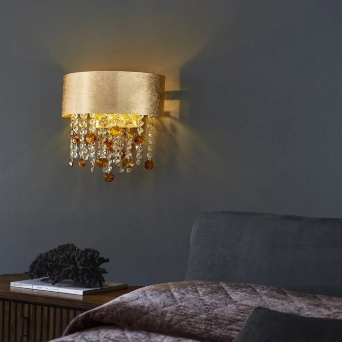 Gemma Gold Wall Sconce Light gold crystal modern glam bedroom