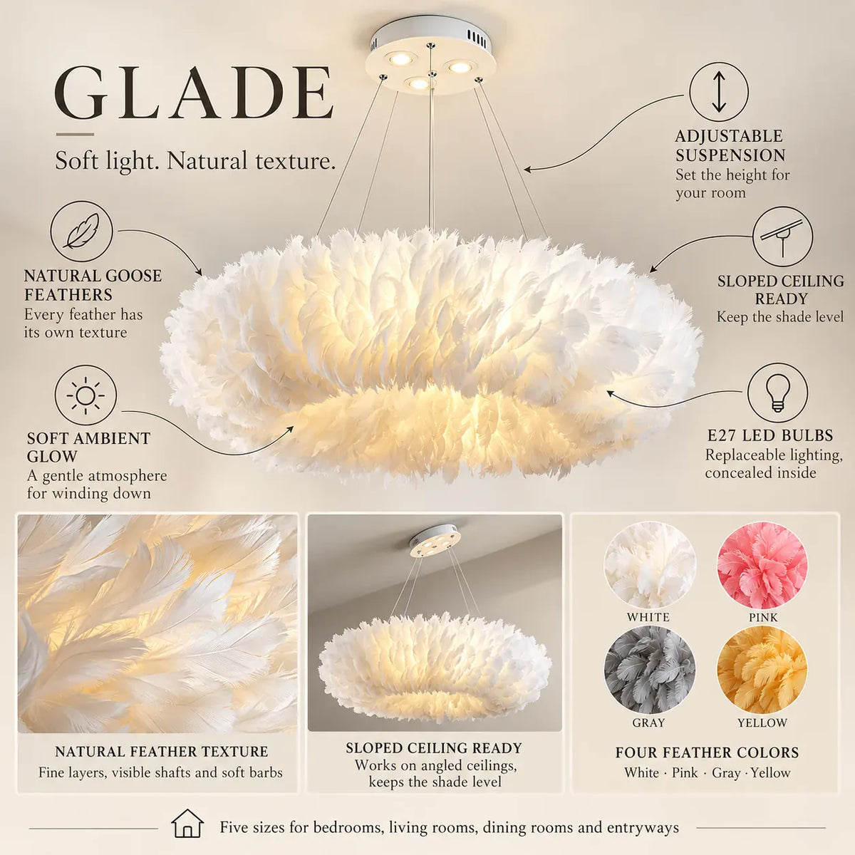 Glade Ostrich Feather Chandelier Modern Chandelier