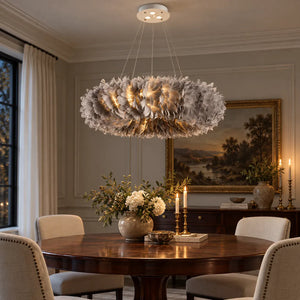 Glade Ostrich Feather Chandelier Grey / 15.75" (40 cm) / Warm Light 2700K Modern Chandelier