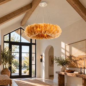 Glade Ostrich Feather Chandelier Orange / 15.75" (40 cm) / Warm Light 2700K Modern Chandelier