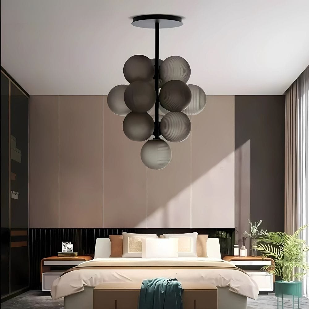 Glo Modern Glass Grape Chandelier Smoke Grey / Warm White 3000K Modern Chandelier