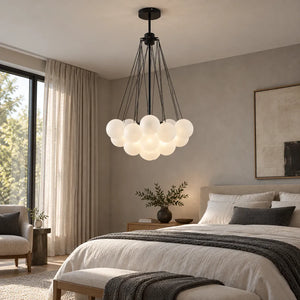 Glory Glass Bubble Chandelier Black / D15.7" (40 cm) / Warm White 3000K Modern Chandelier