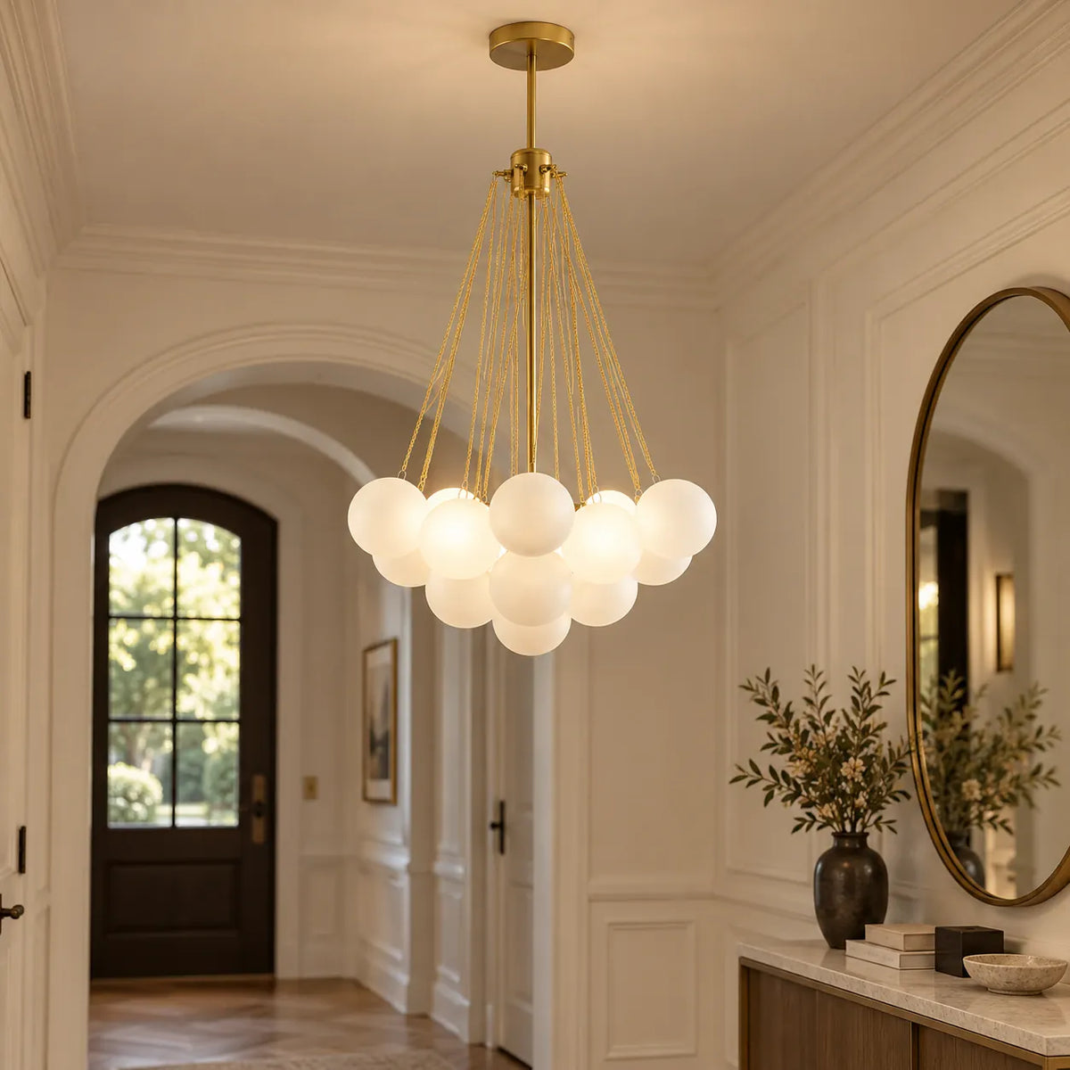 Glory Glass Bubble Chandelier Gold / D15.7" (40 cm) / Warm White 3000K Modern Chandelier