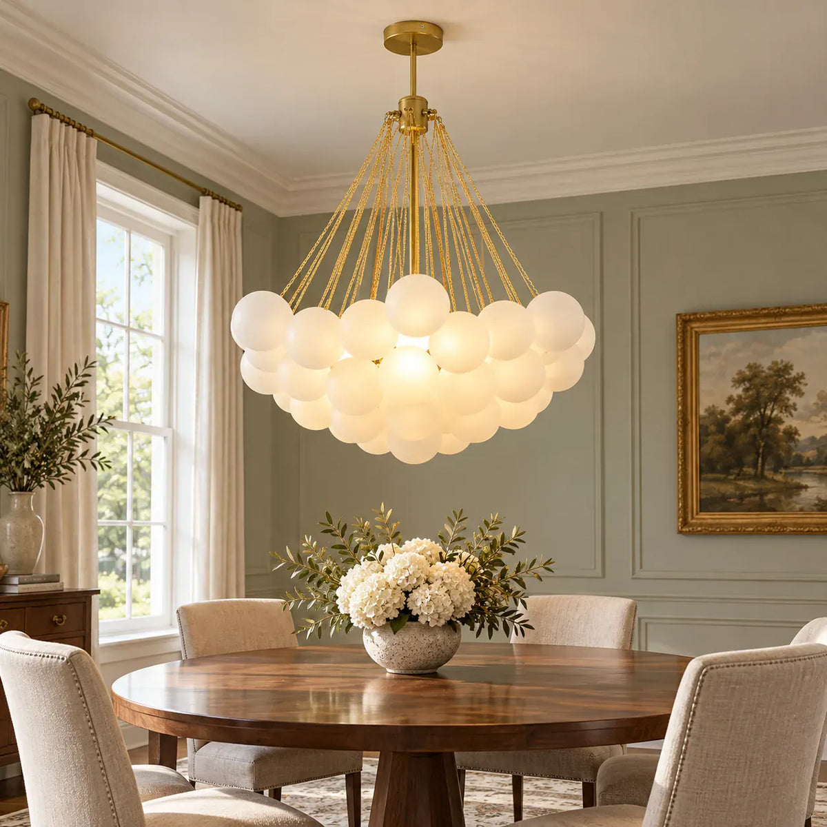 Glory Glass Bubble Chandelier Gold / D31.5" (80 cm) / Warm White 3000K Modern Chandelier