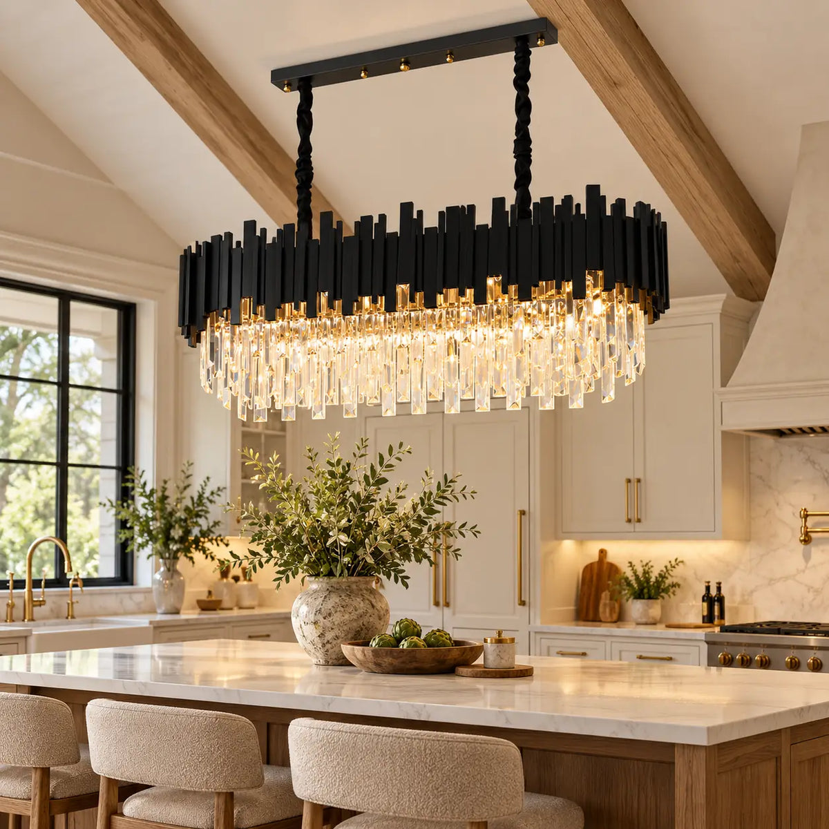 Greer Modern Crystal Chandelier Oval L31.5" (80 cm) / Warm White 3000K Modern Chandelier