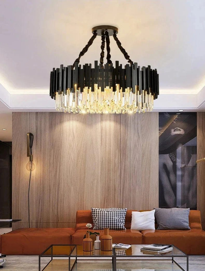 Greer Modern Crystal Chandelier round modern luxury living room