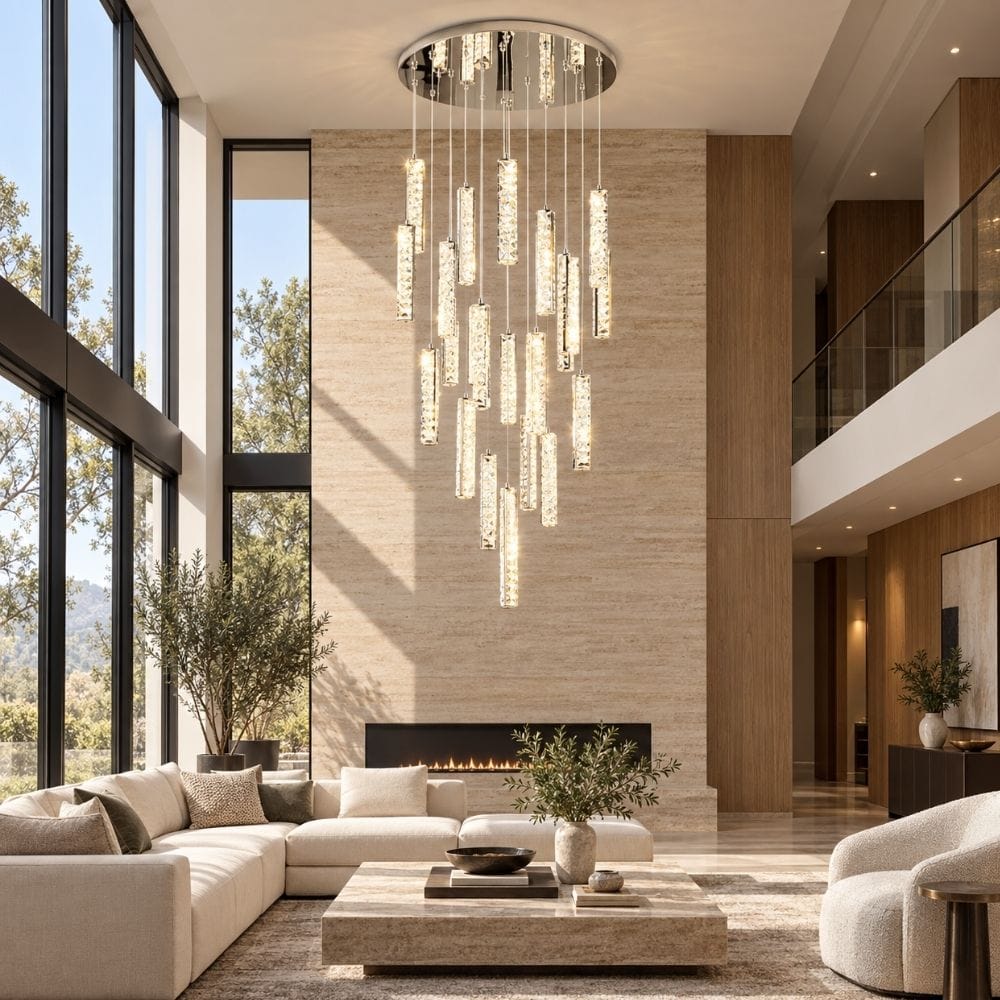 Gwen Crystal Staircase Chandelier Chrome / 5 / Warm White 3000K Modern Chandelier
