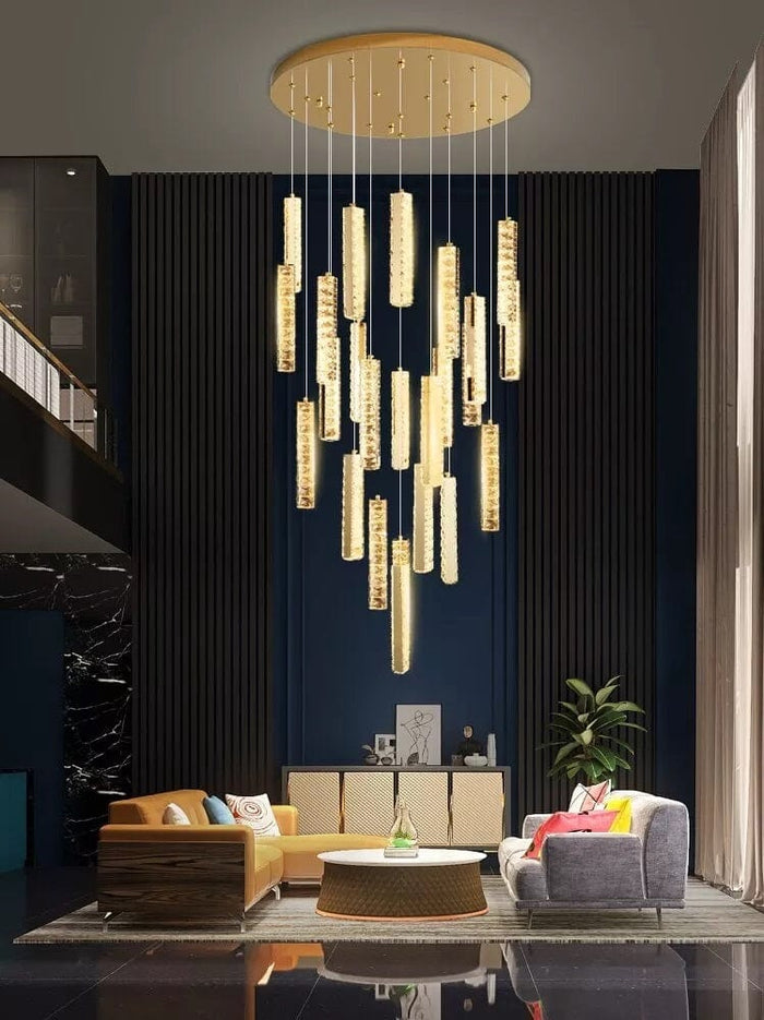 Gwen Crystal Staircase Chandelier modern crystal vertical fixture