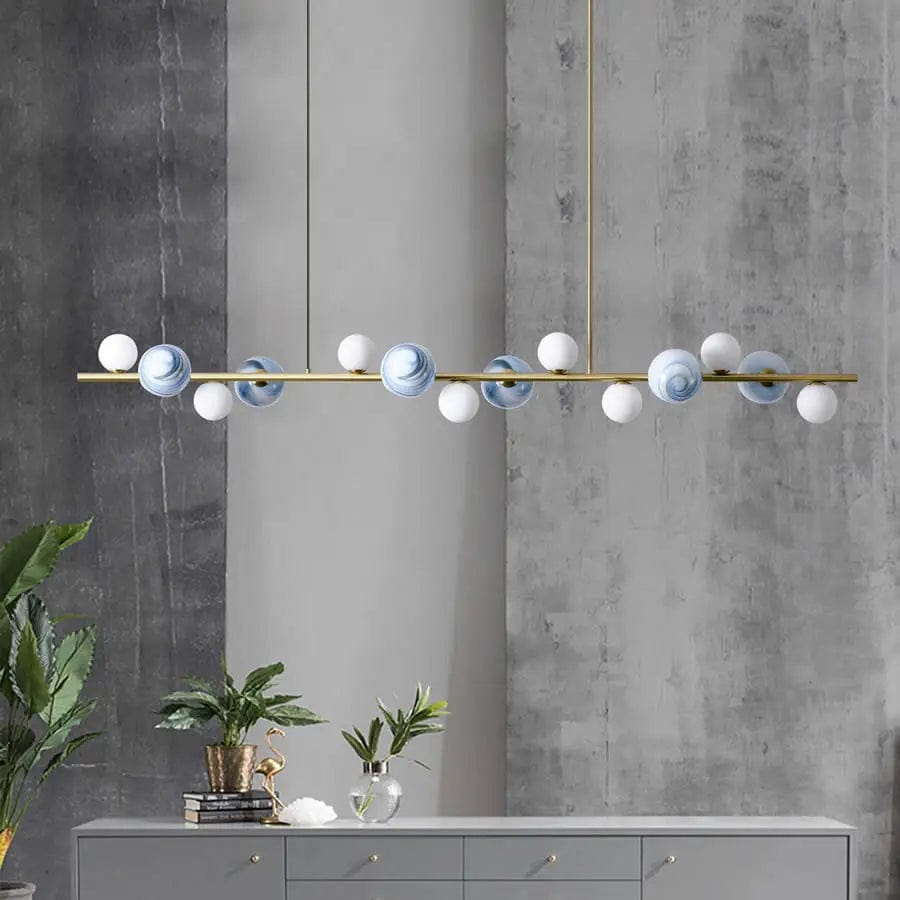 Haven Linear Bubble Chandelier 47.24" (120 cm) / Blue-White / Cold White 6000K Modern Chandelier