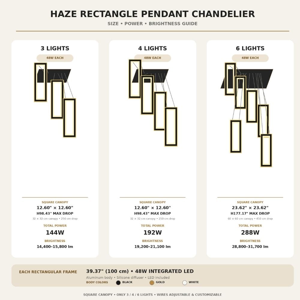 Haze Rectangle Pendant Chandelier Modern Chandelier