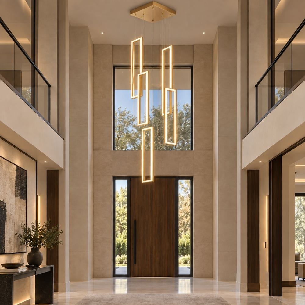Haze Rectangle Pendant Chandelier Gold / Warm White 3000K / 3 Modern Chandelier