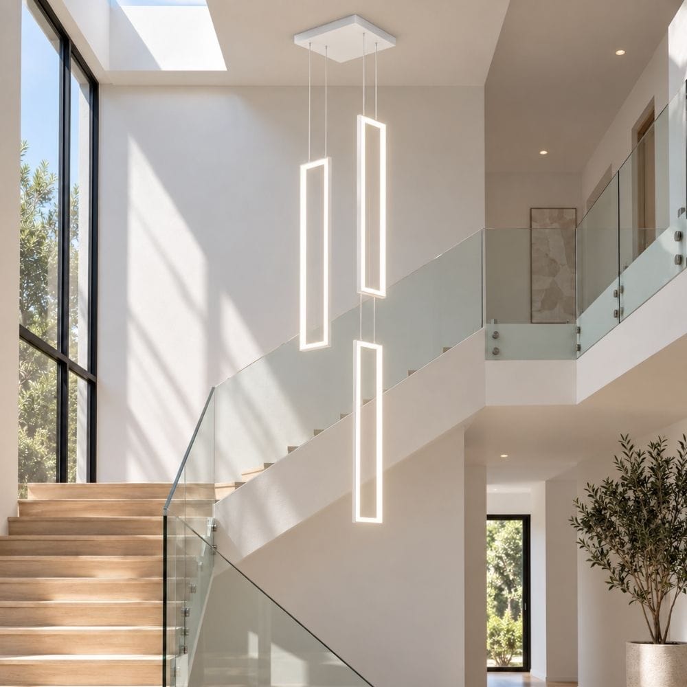 Haze Rectangle Pendant Chandelier White / Warm White 3000K / 3 Modern Chandelier