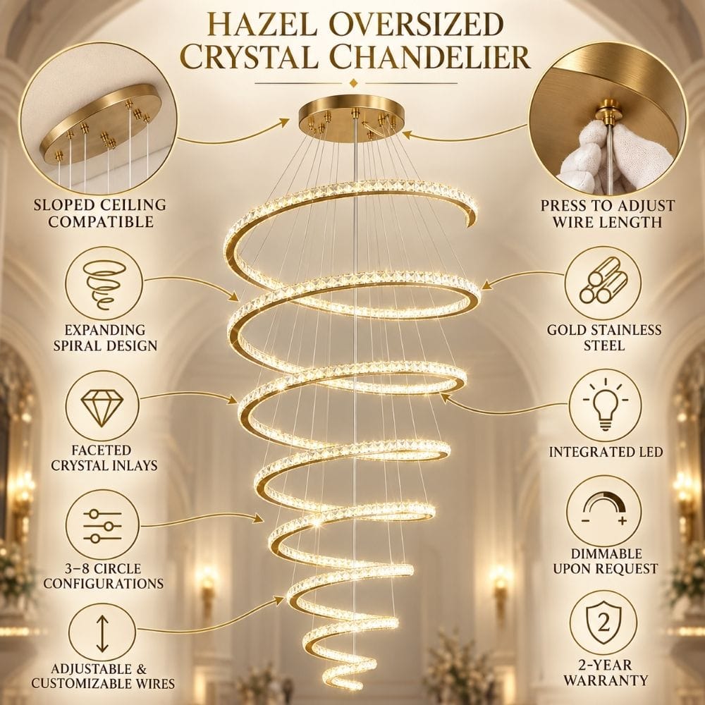 Hazel Oversized Crystal Chandelier Modern Chandelier