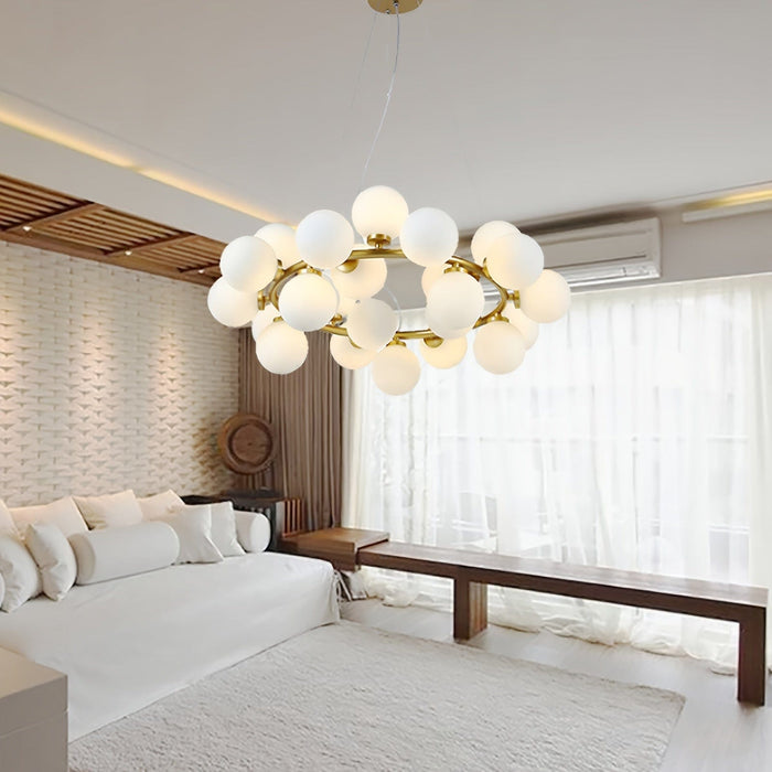 Holly Milk Glass Chandelier compact atmospheric diffusion apartment bedroom