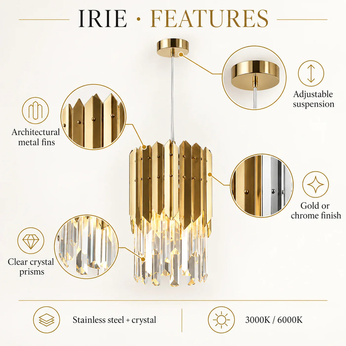 Irie Modern Crystal Pendant Light Modern Chandelier