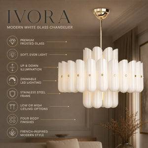 Ivora Modern White Glass Chandelier Modern Chandelier