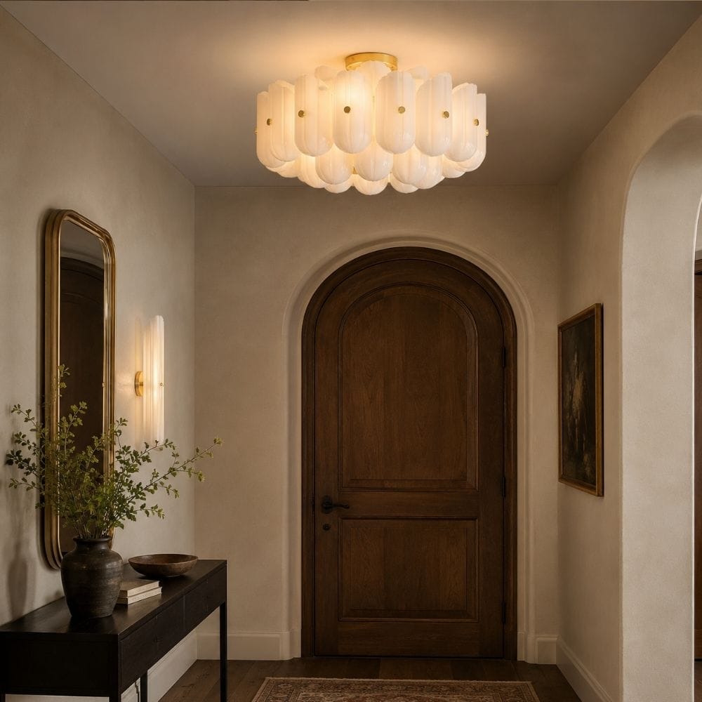 Ivora Modern White Glass Chandelier Gold / D24.80" (63cm) / Warm Light 2700K Modern Chandelier