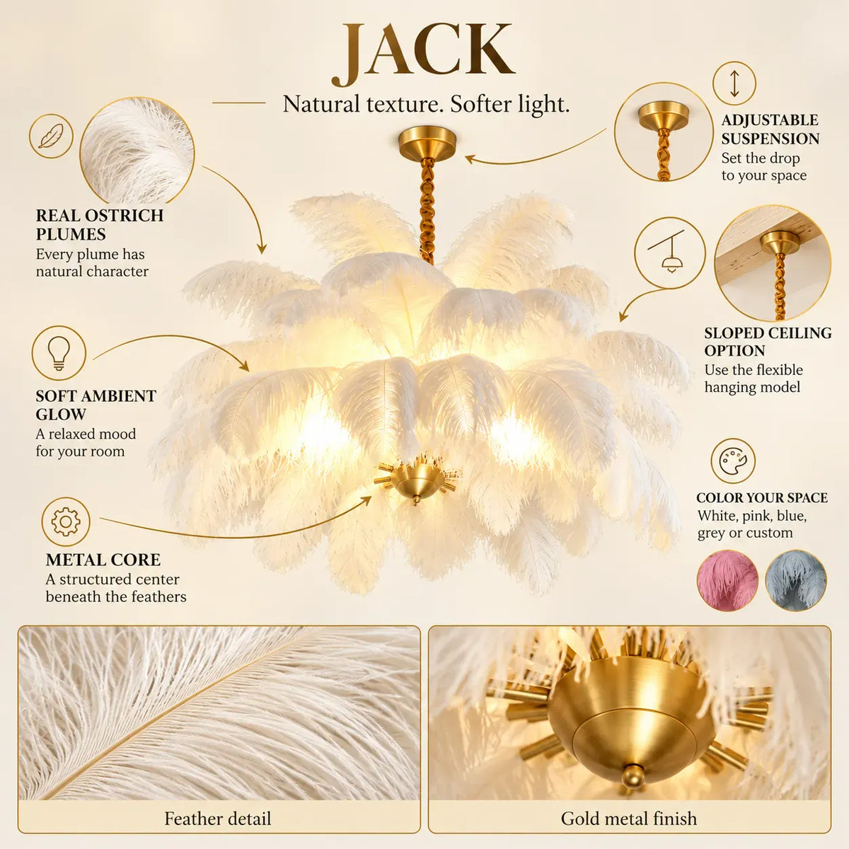 Jack Feather Chandelier Modern Chandelier