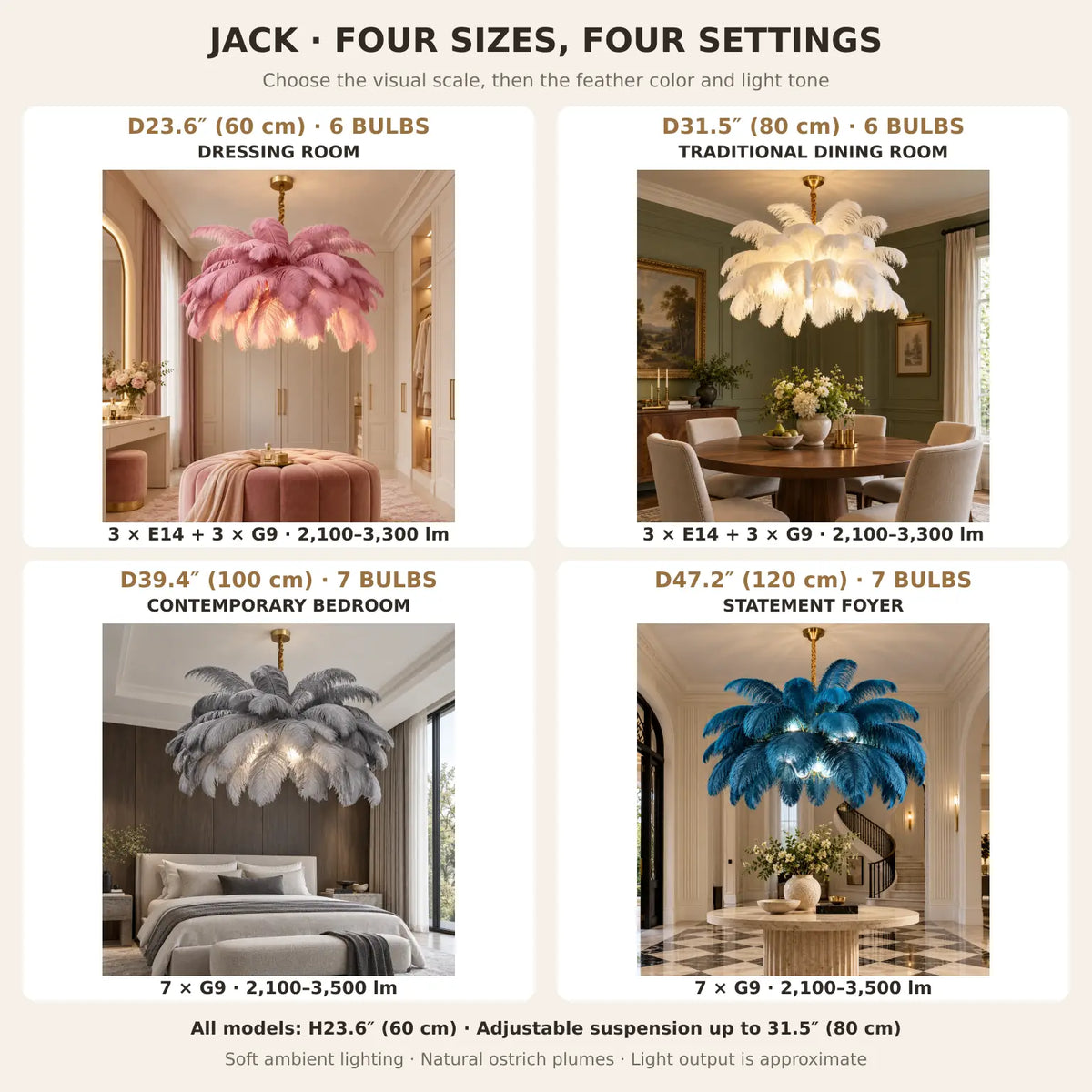 Jack Feather Chandelier Modern Chandelier
