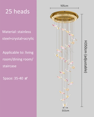 Jana Butterfly Staircase Chandelier Modern Chandelier