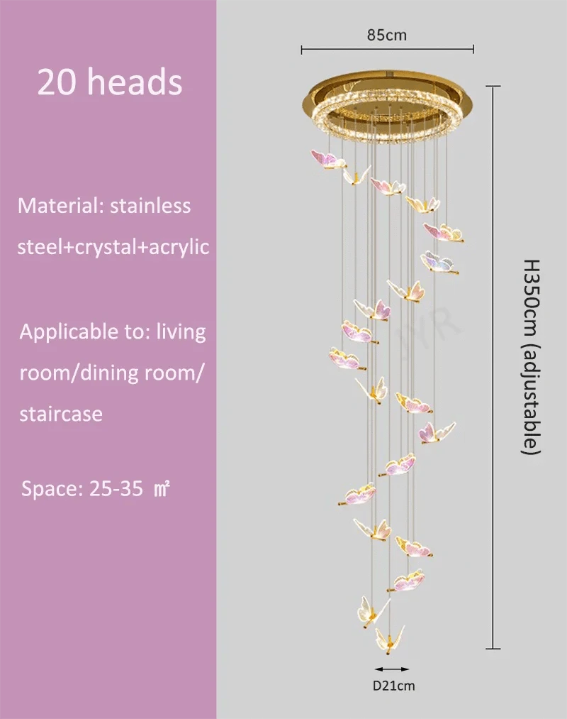 Jana Butterfly Staircase Chandelier Modern Chandelier